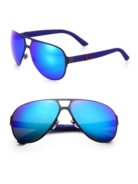 gucci blue mens sunglasses|Gucci reflective sunglasses.